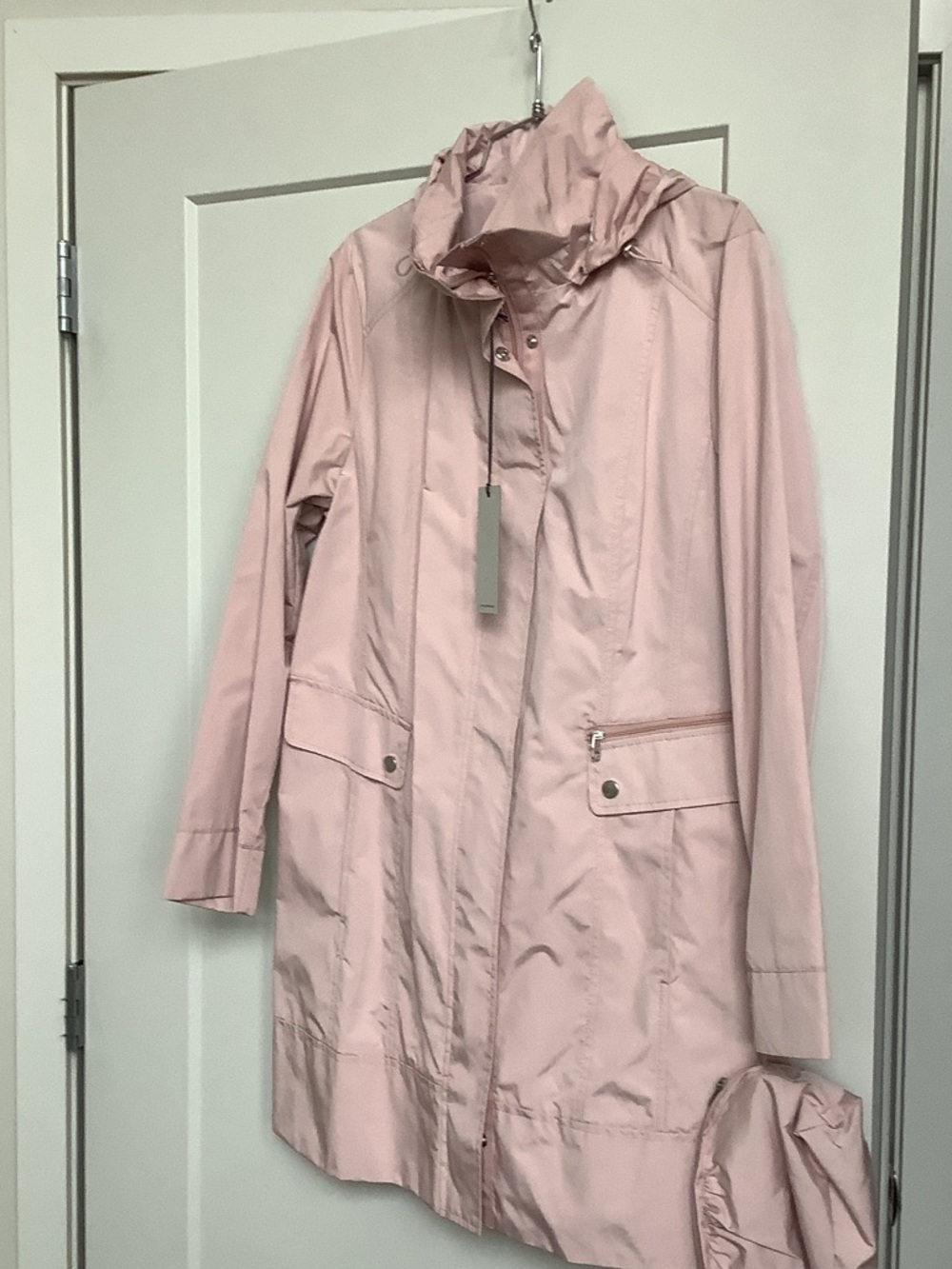 Cole Haan Pale Pink Hooded Trench Coat